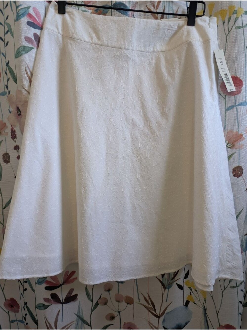 Westbound Petites White Lace Midi Skirt NWT Size 10P Summer Feminine Side Zip